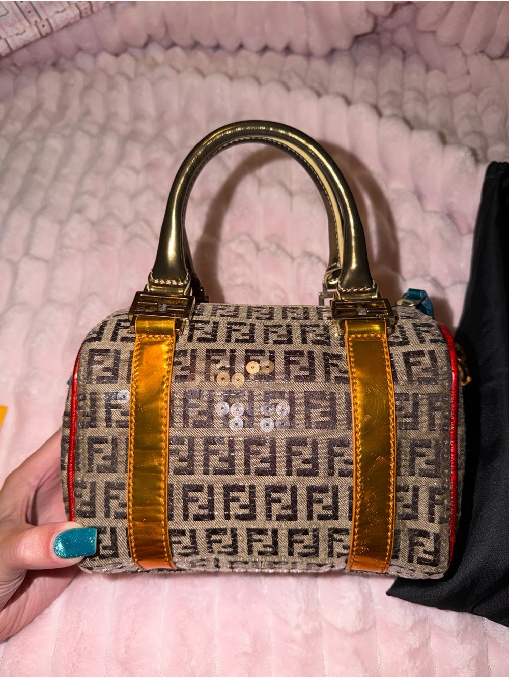 Zucchino Sequin-Embellished Bauletto Boston Bag - Picture 3 of 13